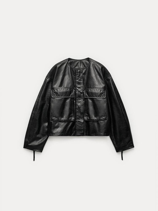 Zara Jackets & Blazers - Zara Black Cropped Leather Utility Jacket - Women
